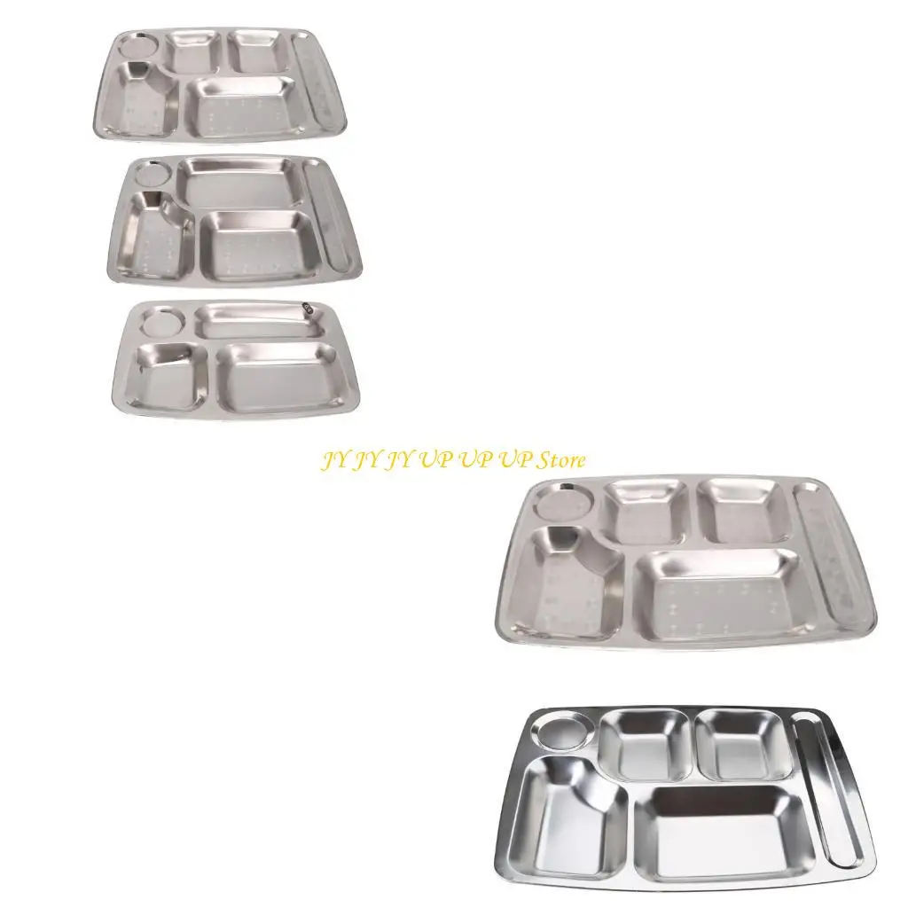 Edelstahl geteiltes Abendessen Tablett Mittagessen Container Teller 4/5/6 Abschnitt