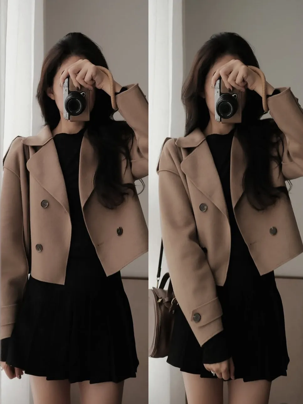 Retro duplo breasted ort casaco feminino chique tamanho pequeno camurça falsa veludo jaet gola alta coreano sle solto ajuste inverno