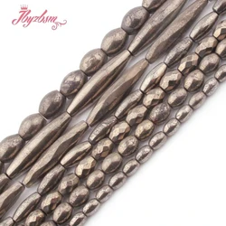 Natural Pyrite Oval Column Shape Loose Beads Natural Stone Beads For DIY Necklace Bracelets Earring Jewelry Making Strand 15