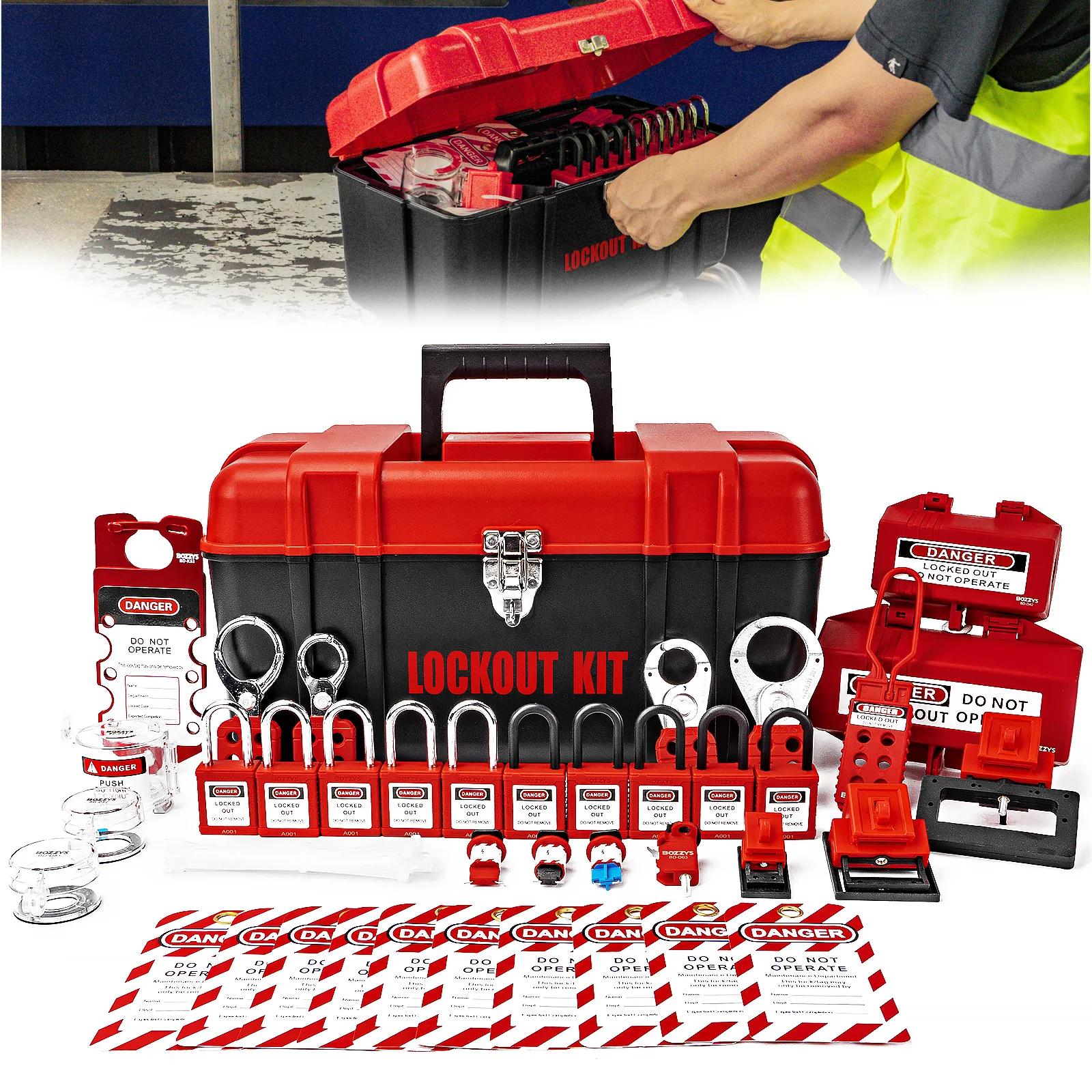 

Electrical Lockout Tagout Kit Safety Loto Locks Includes Padlock Hasp Breaker Plug Tags Lock out Tag out Device