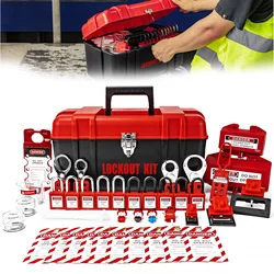 Kit di etiquetaggio per blocco elettrico Serrature Loto di sicurezza Include lucchetto Hasp Breaker Plug Tag Dispositivo di bloccaggio tag out