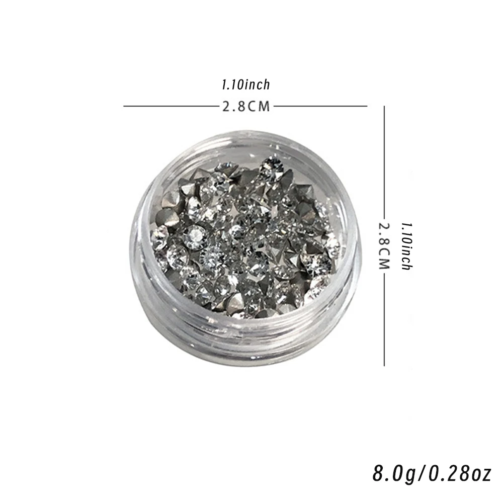 50/100Pcs 3D Mini Clear Nail Art Rhinestones 1.5/2/2.5/3/3.5/4mm Pointed Back Glass Diamond Nail Charms Boxed Manicure Drills JZ