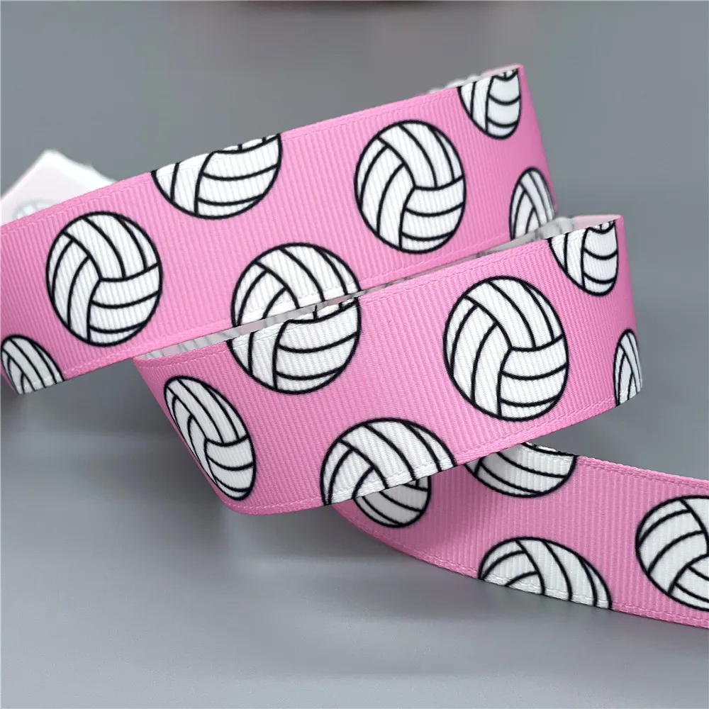 DHK 50yards Volleyball Ball Sport Printed Grosgrain Ribbon Accessories Headwear Decoration Collar DIY Sewing Craft S2455