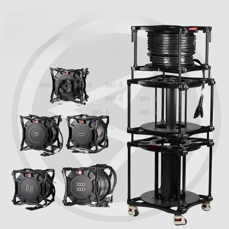 Mobile Cable Car for Stage Performances, CAT6 Double-Shielded Multi-Core Network Cable Reel