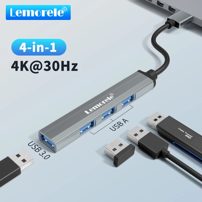 Lemorele 60 cm 4 Ports USB HUB OTG USB A 3,0 Adapter Multi Splitter Adapter Laptop Zubehör Für Xiaomi Lenovo macbook Pro