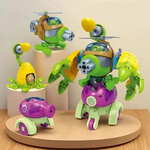 2025 New Plants vs. Zombies Robot Sunflower Cactus Corn Action Figure Model Set PVC Combination Deformation Doll Toys Kids Gift