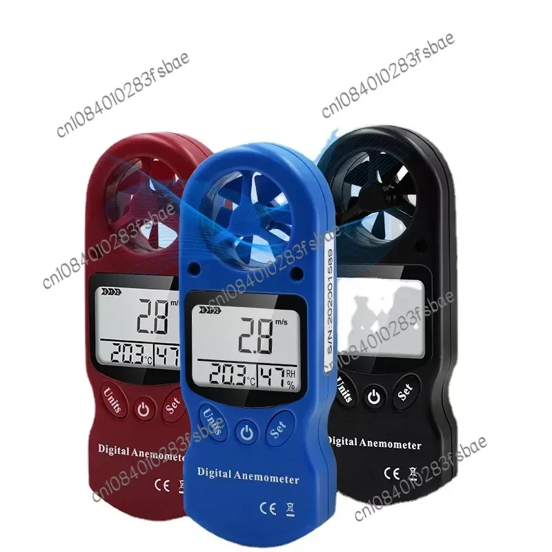 Three-in-One Wind Speed Measuring Instrument Mini Handheld Digital Temperature Moisture Meter Wind  Anemometer Three Colors