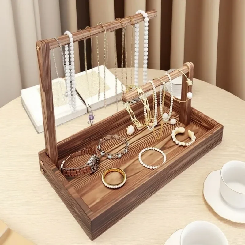 Wooden jewelry stand, luxurious bracelet display stand, vintage women's necklace organizer, desktop decorative jewelry storage s - view 3