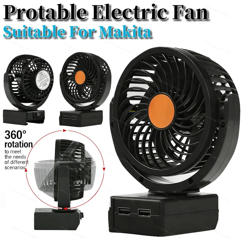 

Power Tool Parts for Makita 18V Li-ion Battery BL1815 BL1860 BL1830 Electric Fan With USB Charger Power Bank Desktop Table Fan