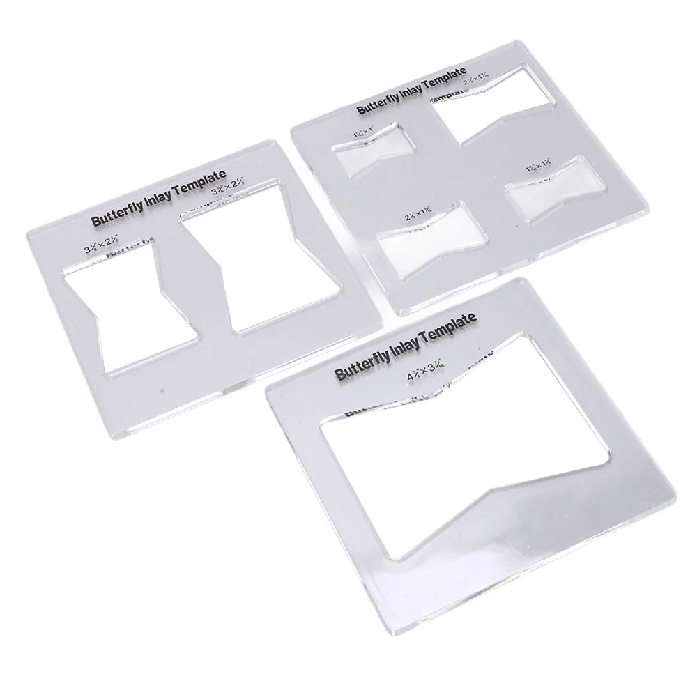 3Pcs Kit Butterfly Inlay Template Decorative Inlay Tools for Table Tops and Chests Bowtie Router Jig Kit Acrylic Router Template