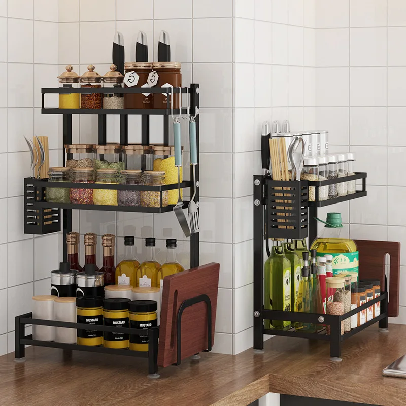 Wholesale Kitchen Stand Stainless Steel Cutlery Rack Tool Holder Spice Rack Kitchen Storage Rack