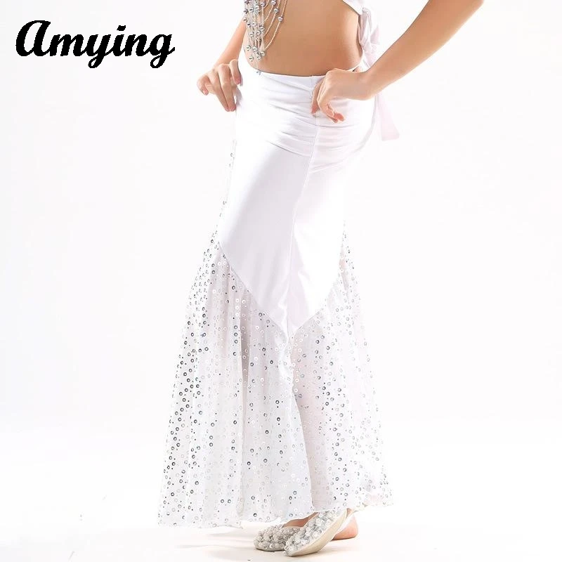 New Children's High-end Belly Dance Skirt Girls Oriental Indian Dance Small Hole Sequin Skirt Kids Dance Split Dance Long Skirt