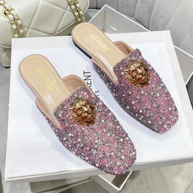 

High-heeled women's shoes with a tight toe for spring and summer, mid-heeled square toe single shoes, large-sized sandals 43