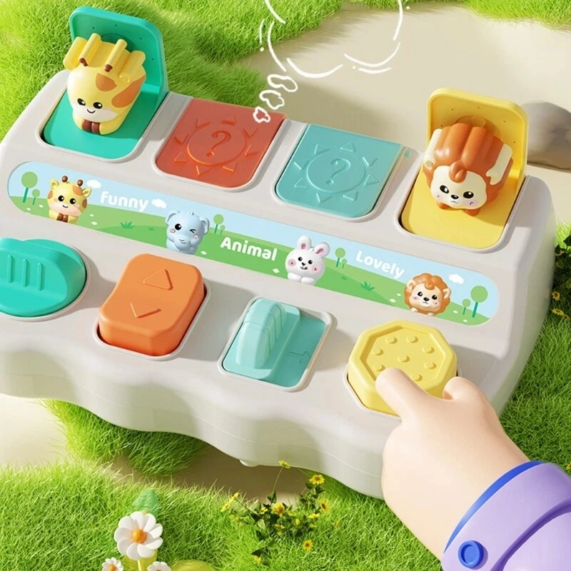 Kids Interactive Pop-Up Animal Toy, Switch Button Hide-and-Seek Puzzle Box, Early Educational Logical Thinking Toy