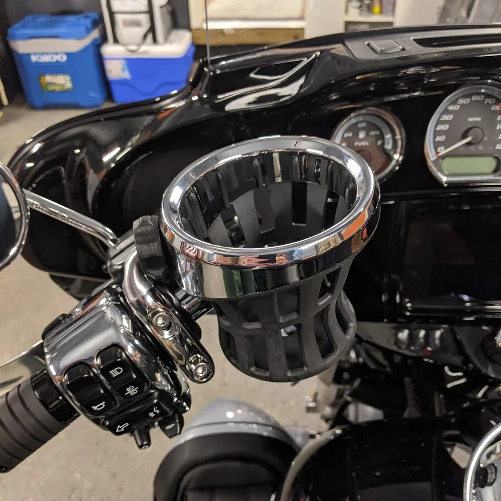 Motorcycle Handlebar Drink Cup Holder for Honda GL1800 Goldwing for Softail Electra Silver