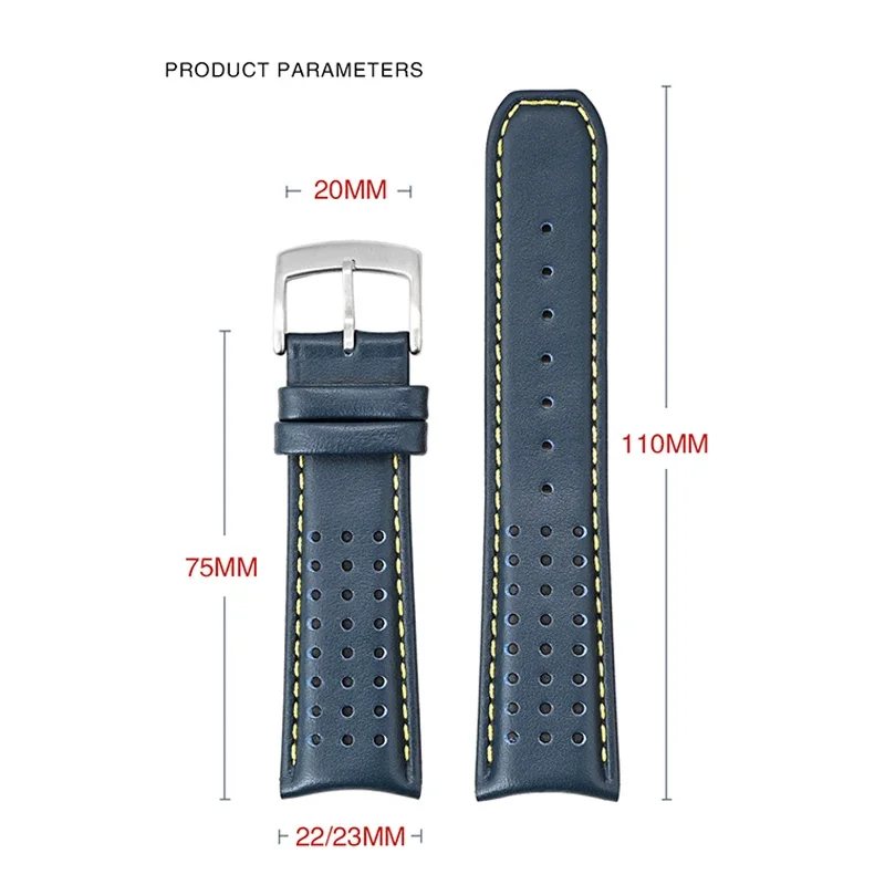 Strap for Citizen Blue Angels Series Men Arc Curved Genuine Leather Cowhide Watch Band for Blancpain Fifty Fathoms 22mm 23mm