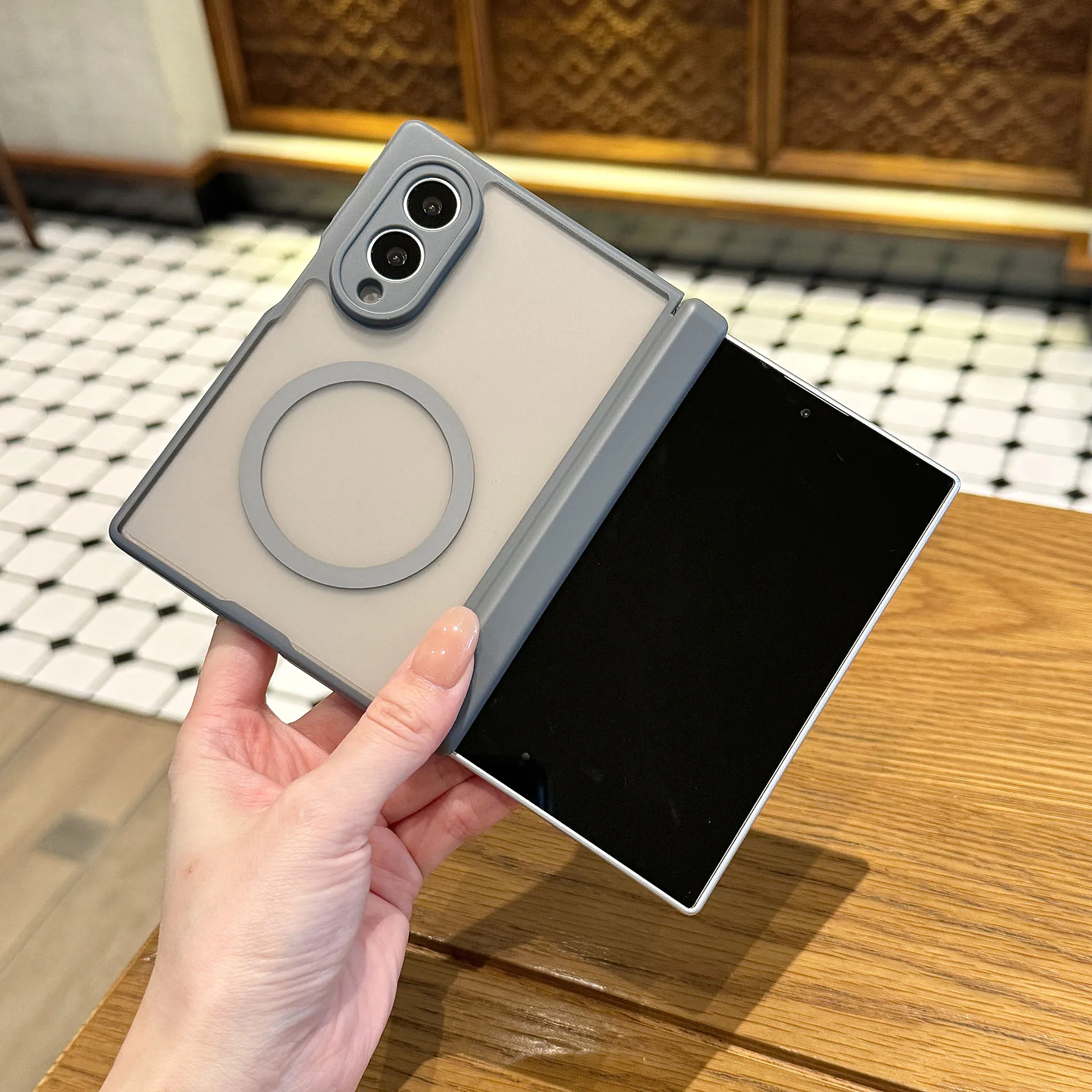 For Samsung Galaxy Z Fold 8/8 Ultra 7 6 5 Case Frosted Matte Hinge Protection Magsafe Wireless Charging Soft Cover