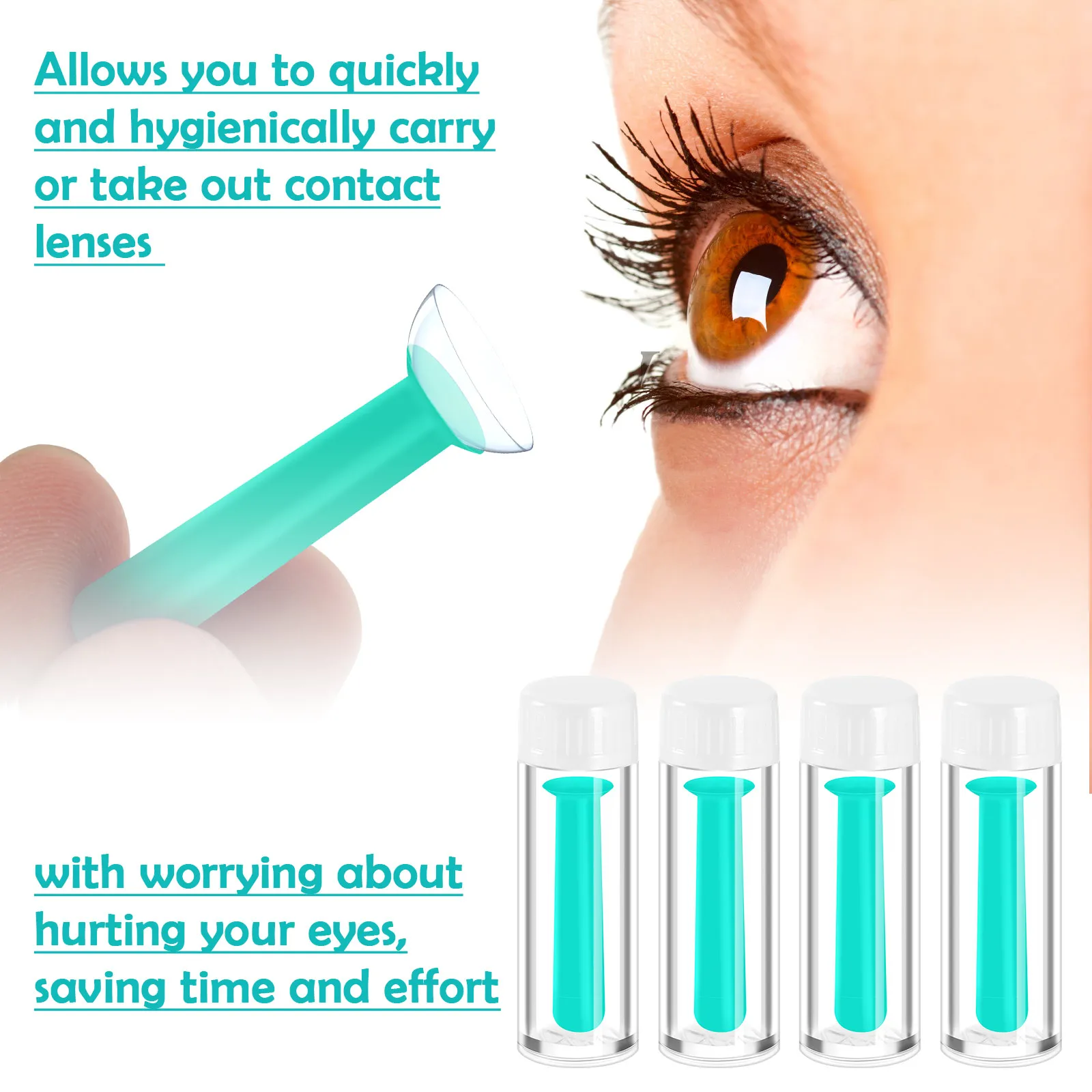 4PCS/SET Contact Lenses Inserter Silicone Portable Travel Remover Tool Waterproof Non-slip Cover Eyeglasses Installer Women Men