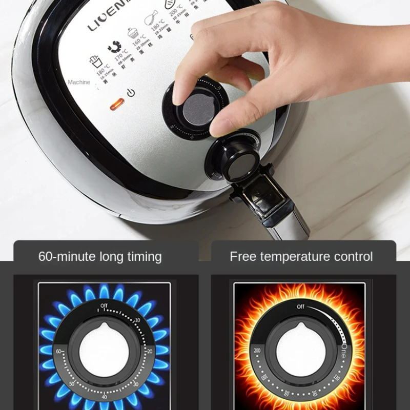 Frytkownice powietrzne z kontrolowaną temperaturą i pokrętłem Wielofunkcyjna automatyczna bezolejowa frytkownica elektryczna o dużej pojemności