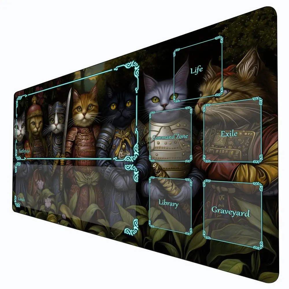 

Игровой коврик с изображением кота-самурая Magic Card Gaming Mat со stref mtg Playmat, настольный коврик Commander Playmat, подходящий для игрового сбора, волшебный коврик