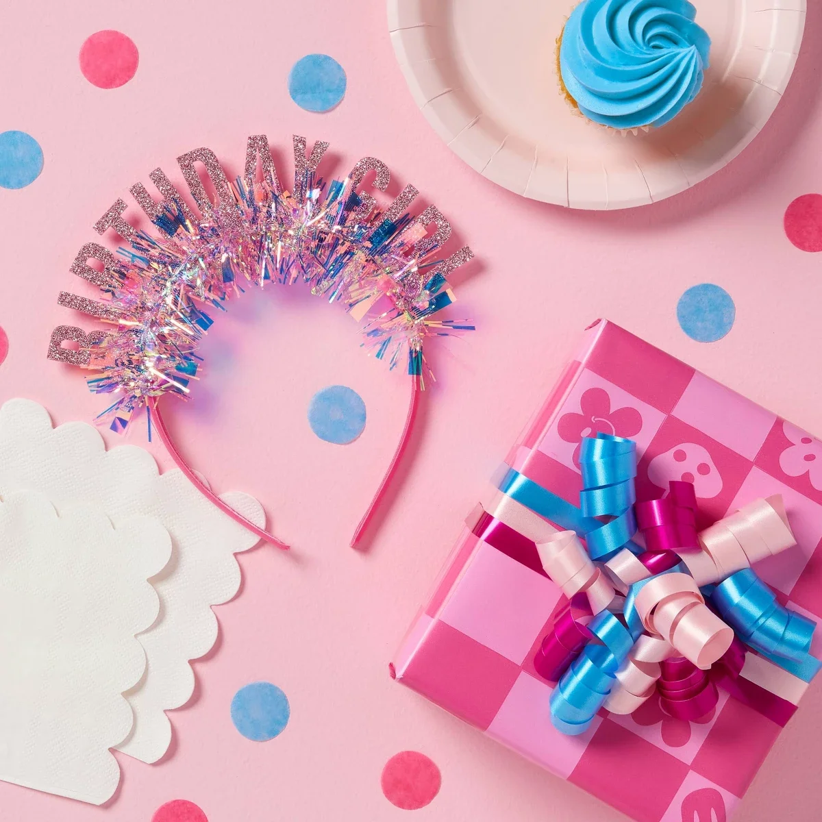 

Birthday Girl Pink Tinsel Wearable Headband