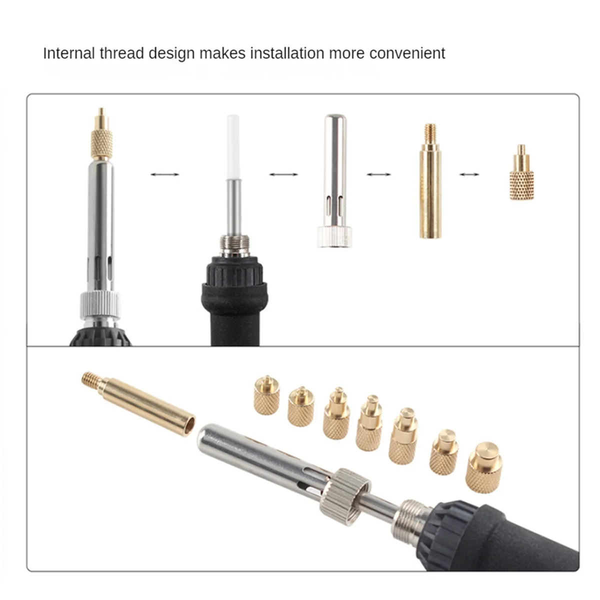 Calor Inserir Porca Ponta De Ferro, TS100 Ponta De Ferro De Solda, M2-M8 Brass, Hot Melt Inserir Porca Inserção Kit com 100 Pcs M3 Porca