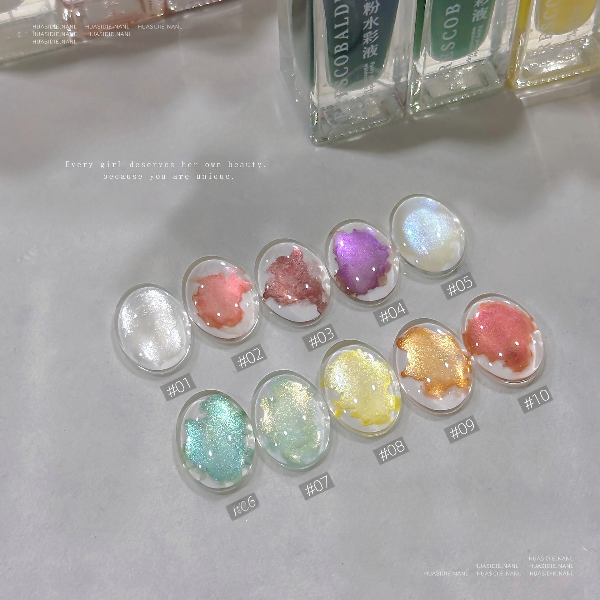 

Fairy Powder Цветущий гель 6 мл Акварельные чернила Перламутровый гель для ногтей с эффектом разбрасывания Живопись Товары для дизайна ногтей для маникюра