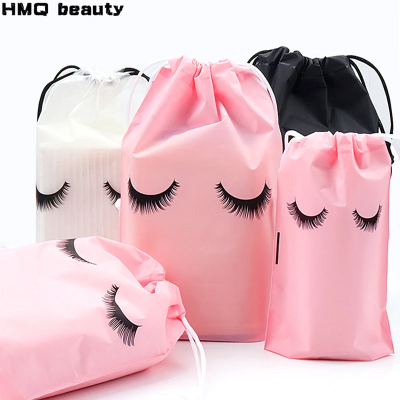 10Pcs Wimpern Nachsorge Tasche Wimpern Kunststoff Make-Up Taschen Reise Tragbare Kordelzug Kosmetik Tasche Wimpern Verlängerung Liefert