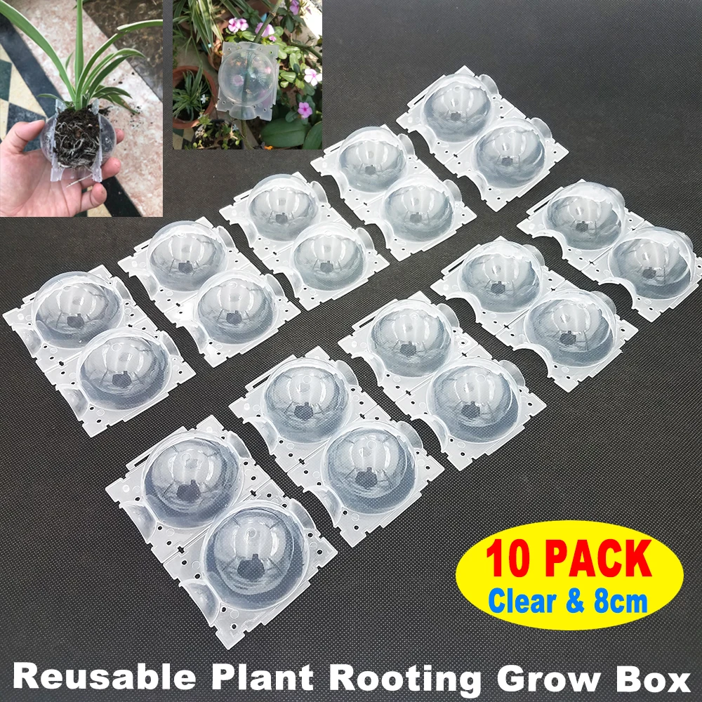 10Pcs 8cm Plant Root Ball Visible Root Graft Growing Box Breeding Case Plant Root Device Layer Pod High Pressure Ball for Garden