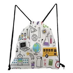 Portátil Drawstring bolso mochilas para estudantes, Física Química Escola Travel Book Bag, Custom E = mc2 Imprimir, Estudo