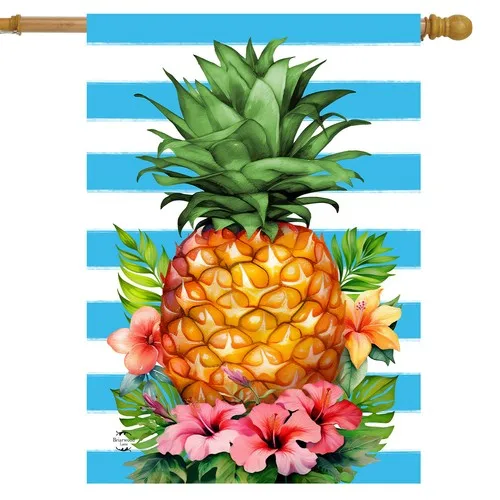 Briarwood Lane Pineapple & Stripes House Flag 28x40 XXQ