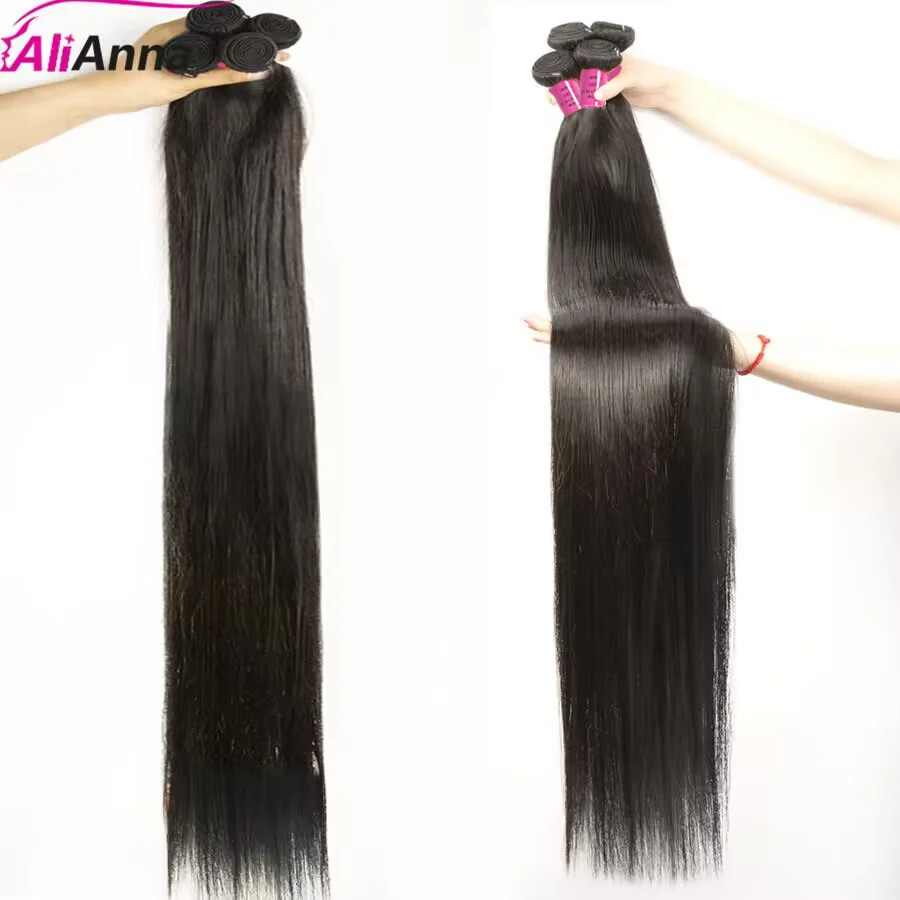 ALIANNA 26Inch Human Hair Bundles 10A Brazilian Raw Hair Weave Bundles 30 38 40 Inch Straight Human Hair Bundles Hair Extensions