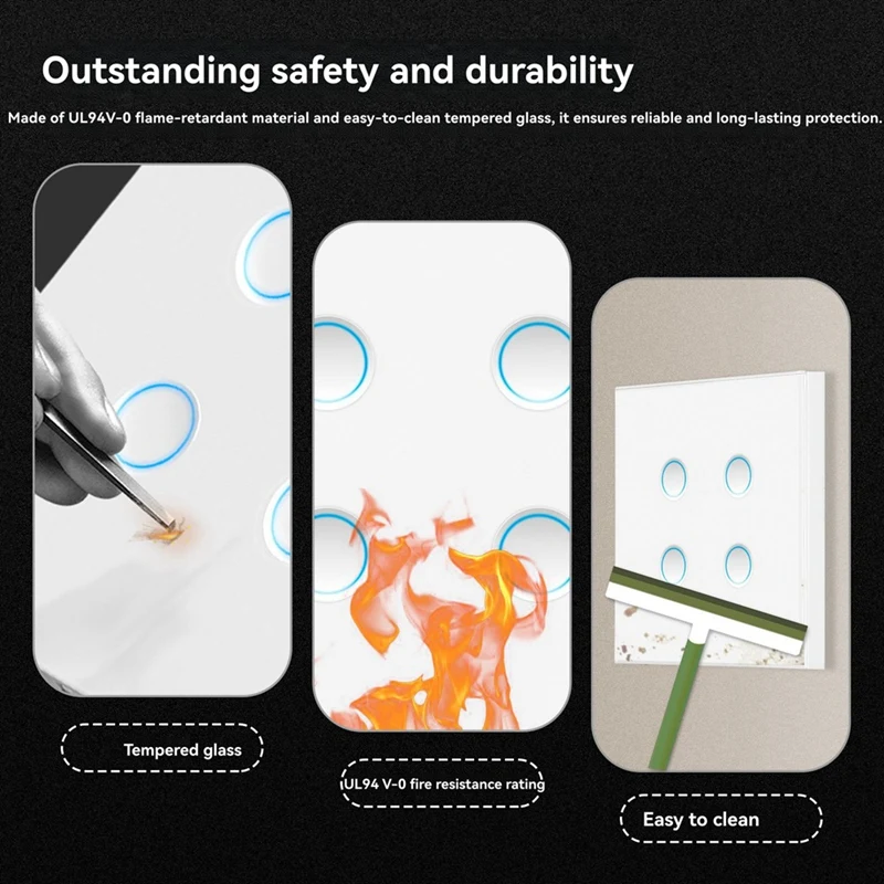 Tuya Matter Smart Switch 3 Gang Wall Touch Light Switch Need Neutral for Voice Control 3-Way-A46I