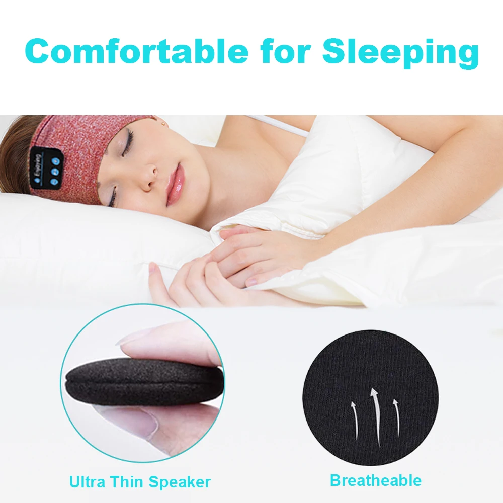 Casque de sport sans fil, écouteurs de musique, bande de sauna pour dormir, masque pour les yeux élastique doux et confortable, téléphone de sauna