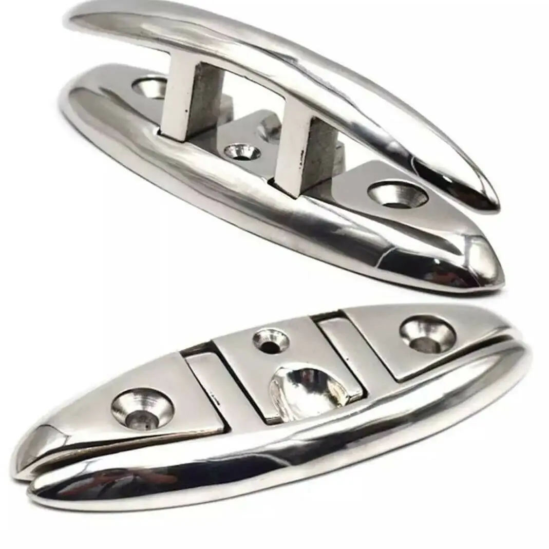 

BBF High Quality Marine 1pcs 6" Folding Stainless Steel Stud Mount Flip up Cleat From ISURE MARINE