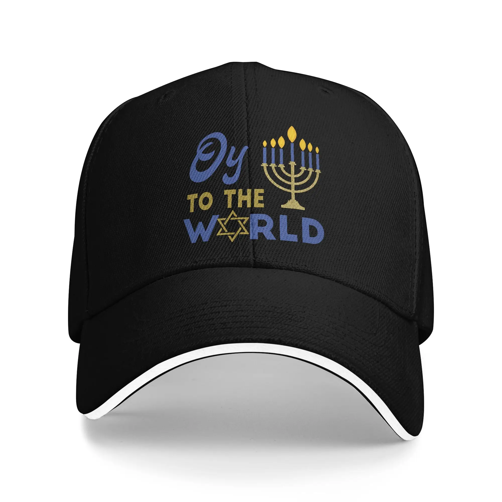 Hanukkah Oy to the World Baseball Caps Vintage  Sandwich Hat Unisex Breathable Dad Hat Running Golf