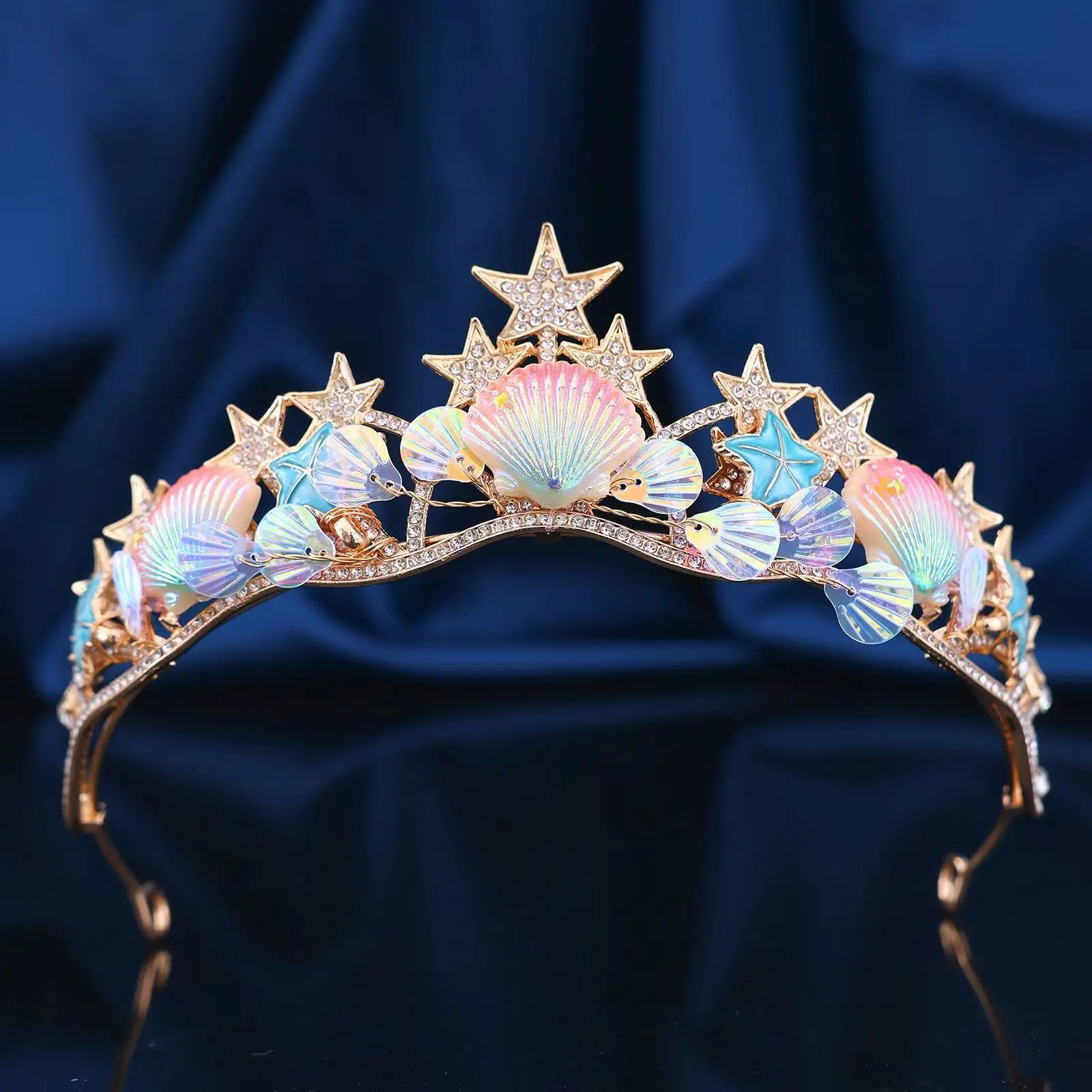 Mermaid Crown Halloween Costume Ocean Style with Seashell & Starfish Hair Accessories Tiara for Women Girls Birthday Party