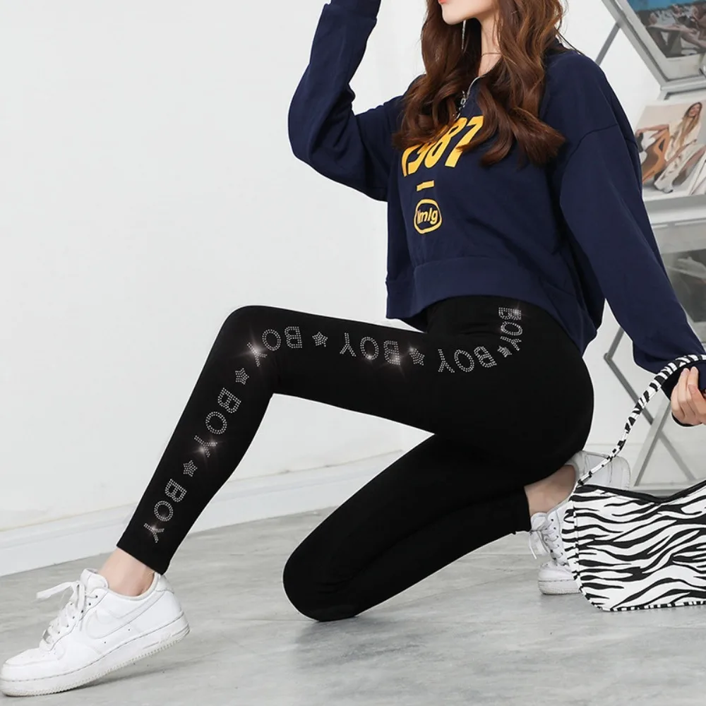 Leggings glitterati con trapano luminoso Pantaloni Harem super elastici Pantaloni glitter per il tempo libero a vita alta addensati