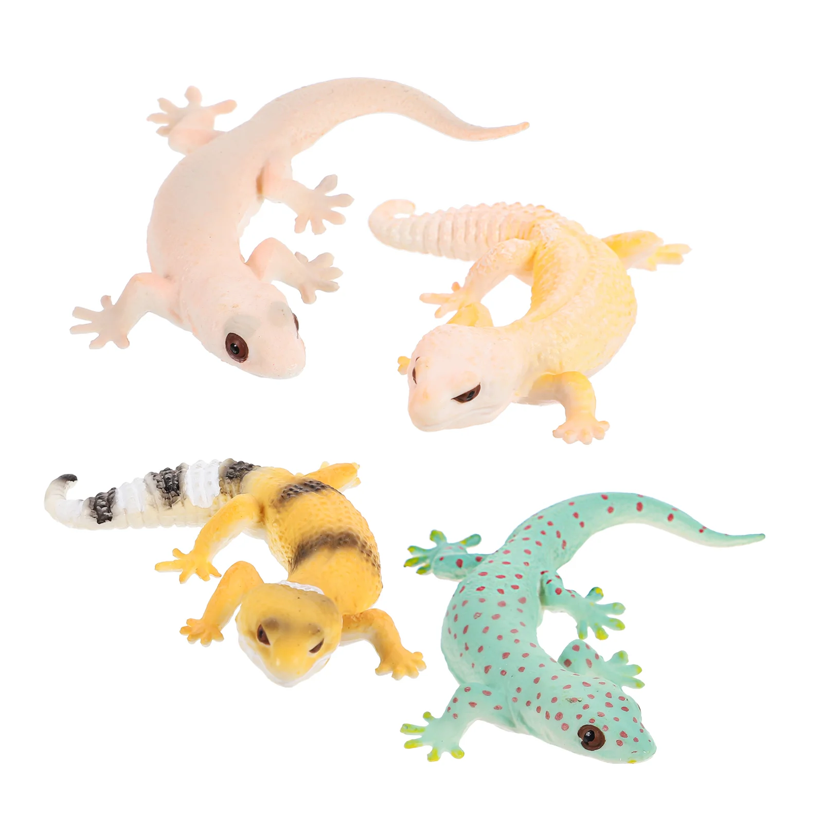 4pcs Mini Gecko Figures Realistic Reptile Gecko Figurines Educational Prop Cognitive Gecko Models Simulation Gecko Figurine