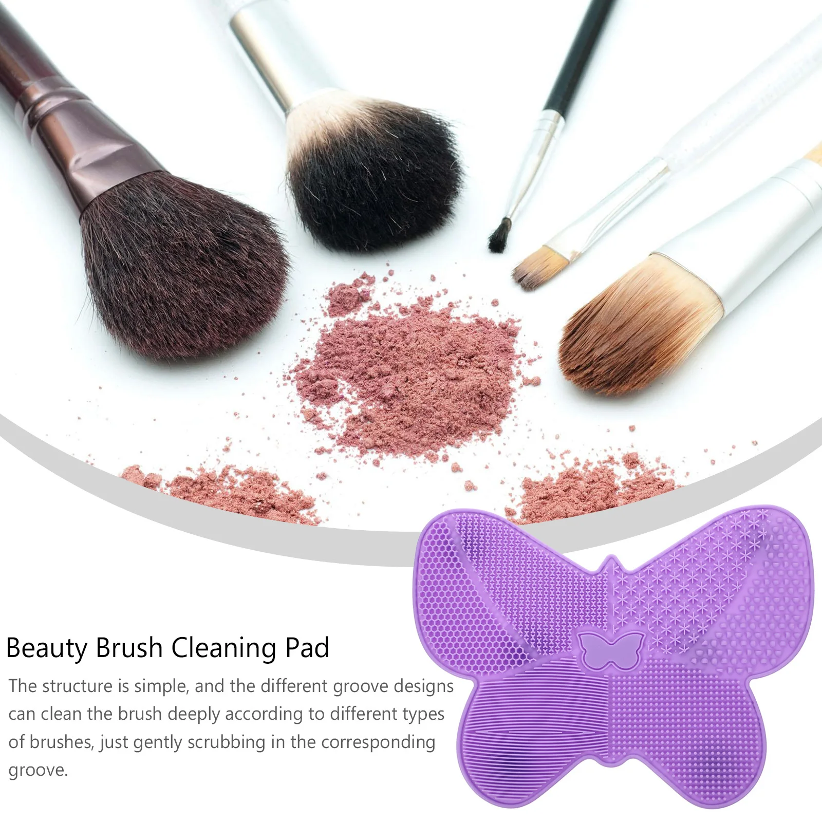 

1Pcs Butterfly Style Beauty Brush Cleaning Pad Silicone Makeup Tool Scrubber with Textured Grooves for Effective Deep Clean