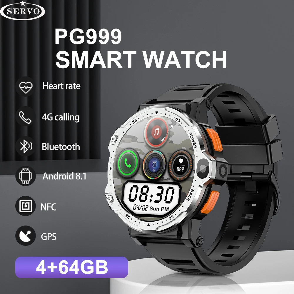 

SERVO PG999 4G Net Smart Watch Dual Camera 1.54" Screen SIM Card GPS Positioning Heart Rate WIFI NFC Smartwatch For Android Men