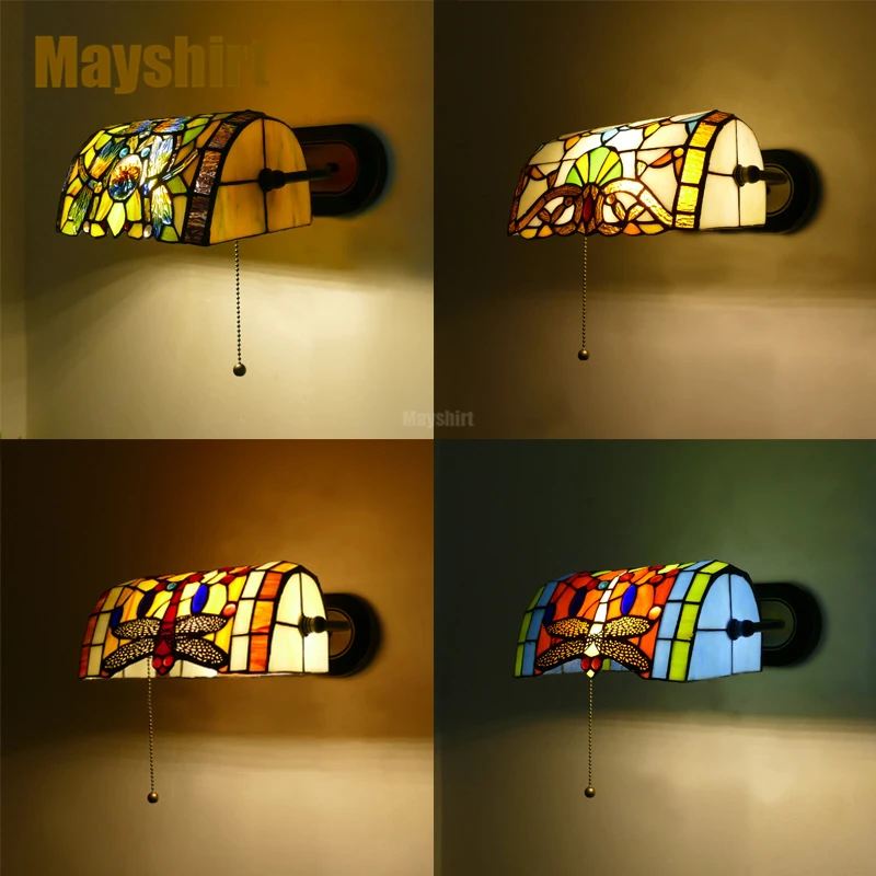 Tiffany Baroque Wall Lamp Vintage Stained Glass Wall Sconces for Home Decor Bedroom Bathroom Led Mirror Lights Indoor Lighting