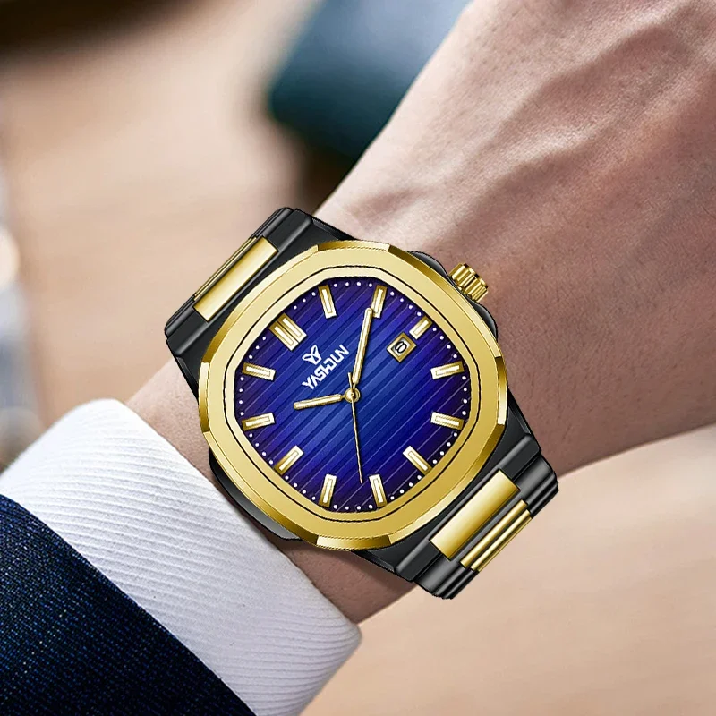Luxury Men Watch Top Brand Classic Business Style Stainless Steel Calendar Quartz Movement Wrist Watch for Men Reloj Hombre