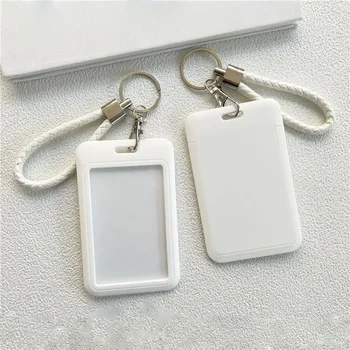 1 PC นักเรียน ID รถบัสการ์ดป้องกันโรงเรียนประตูพวงกุญแจสีทึบผู้หญิงบัตรเครดิตผู้ถือกระเป๋าชุด Key CHAIN