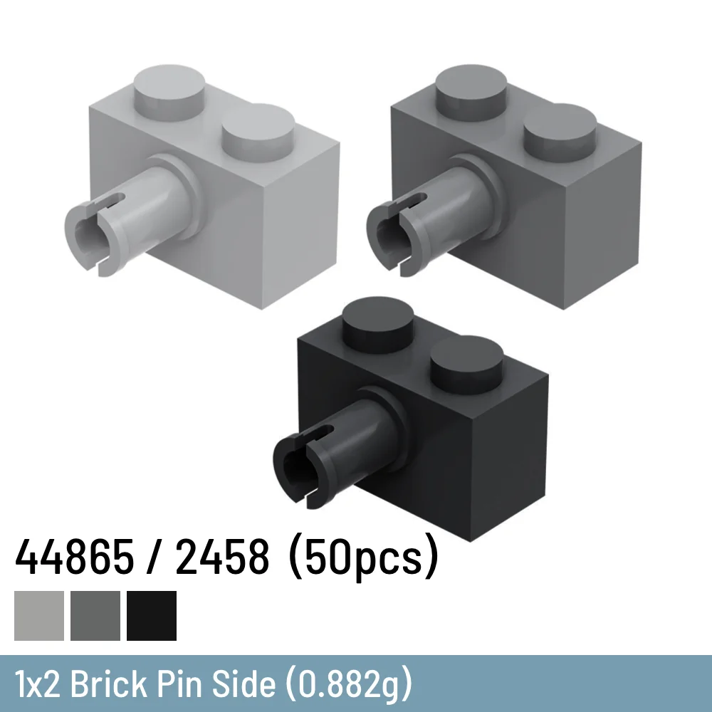 50 Stks/partij Diy Bouwstenen 1X2 Bakstenen Pin Zijmaat Compatibel Met 44865 / 2458 Bakstenen Plastic Speelgoed Voor Kinderen