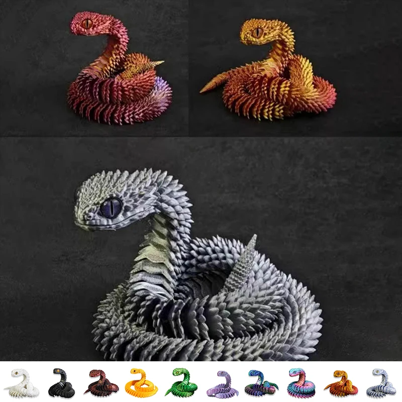 3D Printed Snake Dragon Rotatable Articulated Snake Joint Mobility Animal Simulation Model Office Desktop Ornament Home Decor