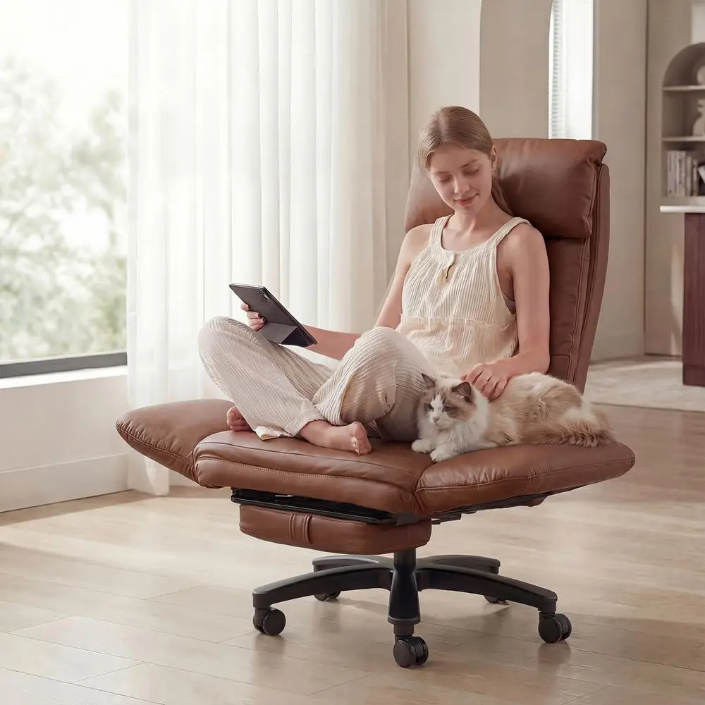 

Legged Office Chair with Pets Friendly Seat, Plus Size Criss Cross Desk Chair, Big and Tall Office Chair with Foot Rest, Revers