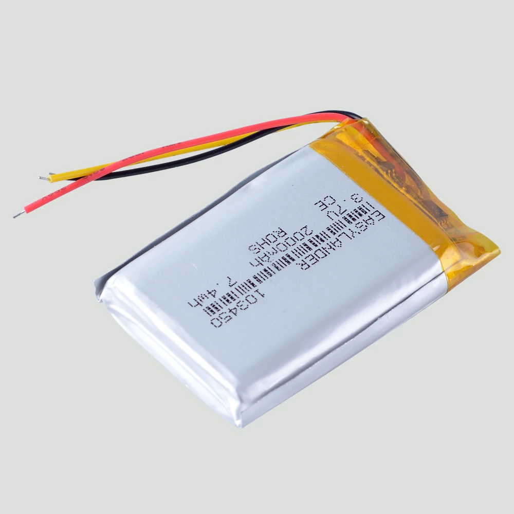 Fils de silicone 3 fils 103450   3.7V 2000mAh Li polymère batterie rechargeable au lithium Lipo Batteries