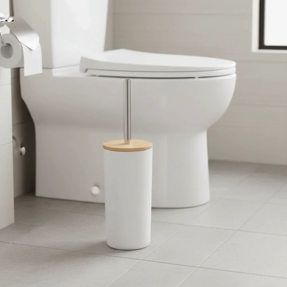 Anti Drip Toilet Brush Set Long Handle Nordic Style Toilet Scrubber Comfortable Grip Standing Base Toilet Rim Cleaner Brush
