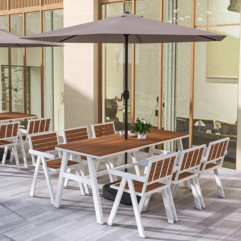 Outdoor Patio Table and Chair Set with Umbrella for Courtyard Scenic Food Street Leisure Homestay Terrace Commercial Snack